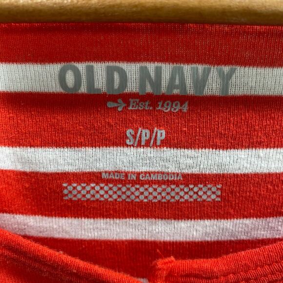 Y2k‎ Henley Top Small Red White Striped Long Sleeve Button Up Preppy Casual - Picture 12 of 15